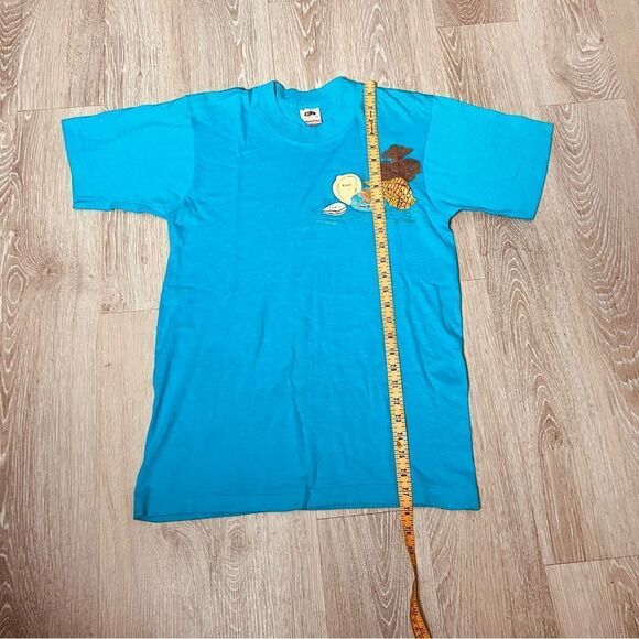 Vtg 90s Fruit of the loom Blue Sea Shells Hand Painted Single Stitch T shirt M - Picture 5 of 8